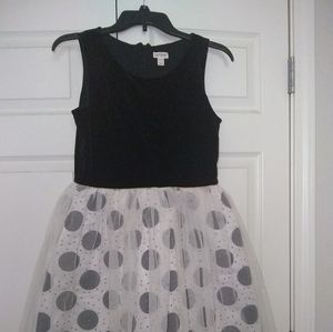 Girl's polka dot tutu and velvet top party dress